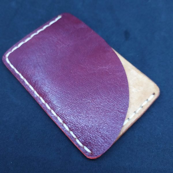 porte carte double face en cuir artisanal fait main