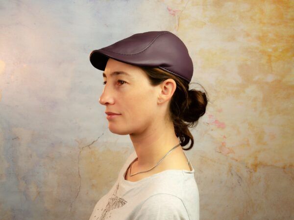 Casquette en cuir retro sur mesure Flat Cap – Image 3